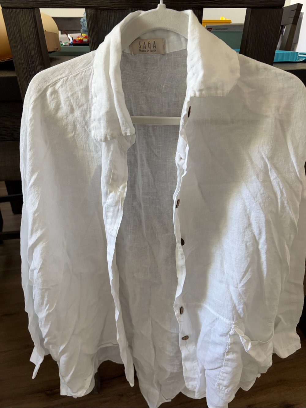 Saga made in Italy white shirt dress. Linen.